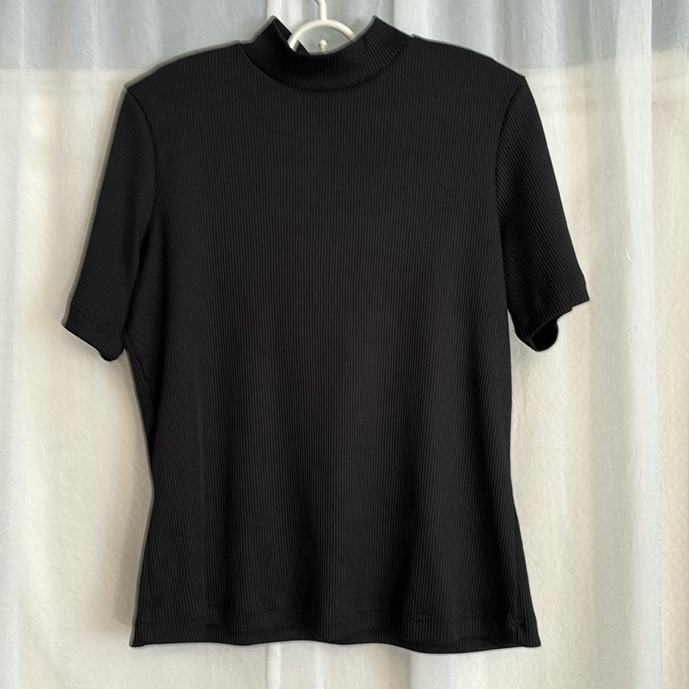 Women’s Mock Turtleneck Black RibTop Size Missing 100% Polyester